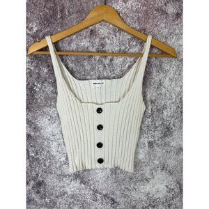 Superdown Sweater Tank Womens S Ribbed Viscose Top Button Boho Mod Sexy Crop